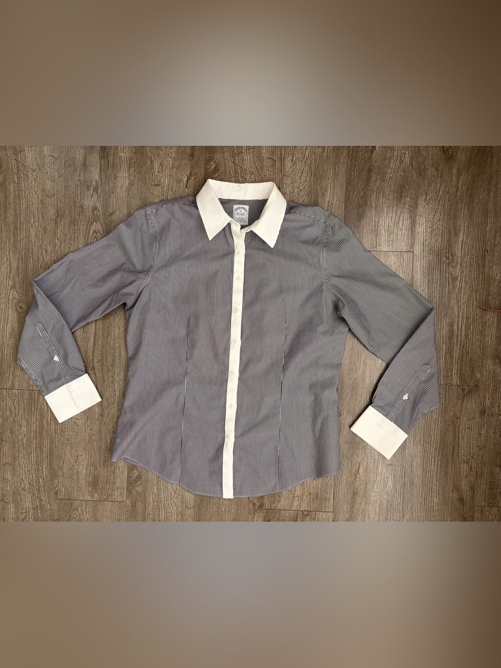 Brooks Brothers Fitted Non-Iron Stretch Striped Work Office Dress Shirt Sz 10